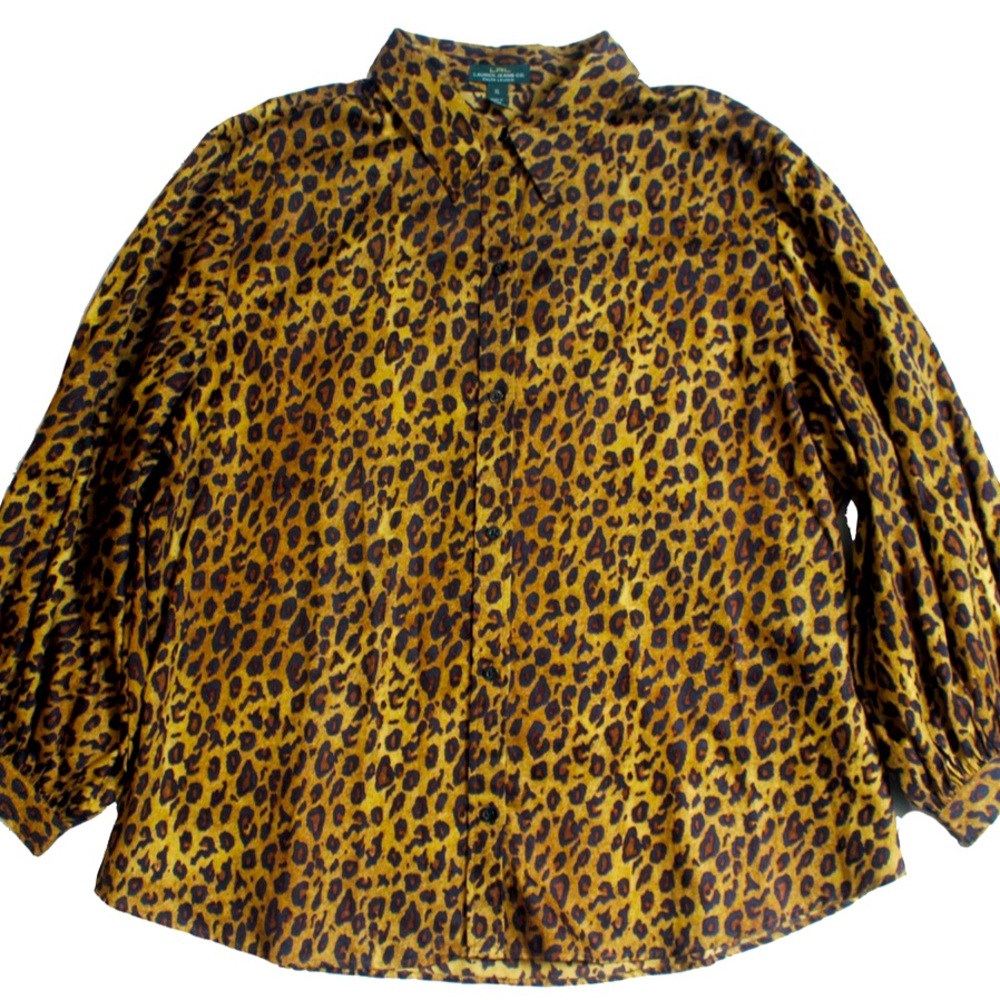 Ralph Lauren Cheetah Print 3/4th Sleeve Button Up